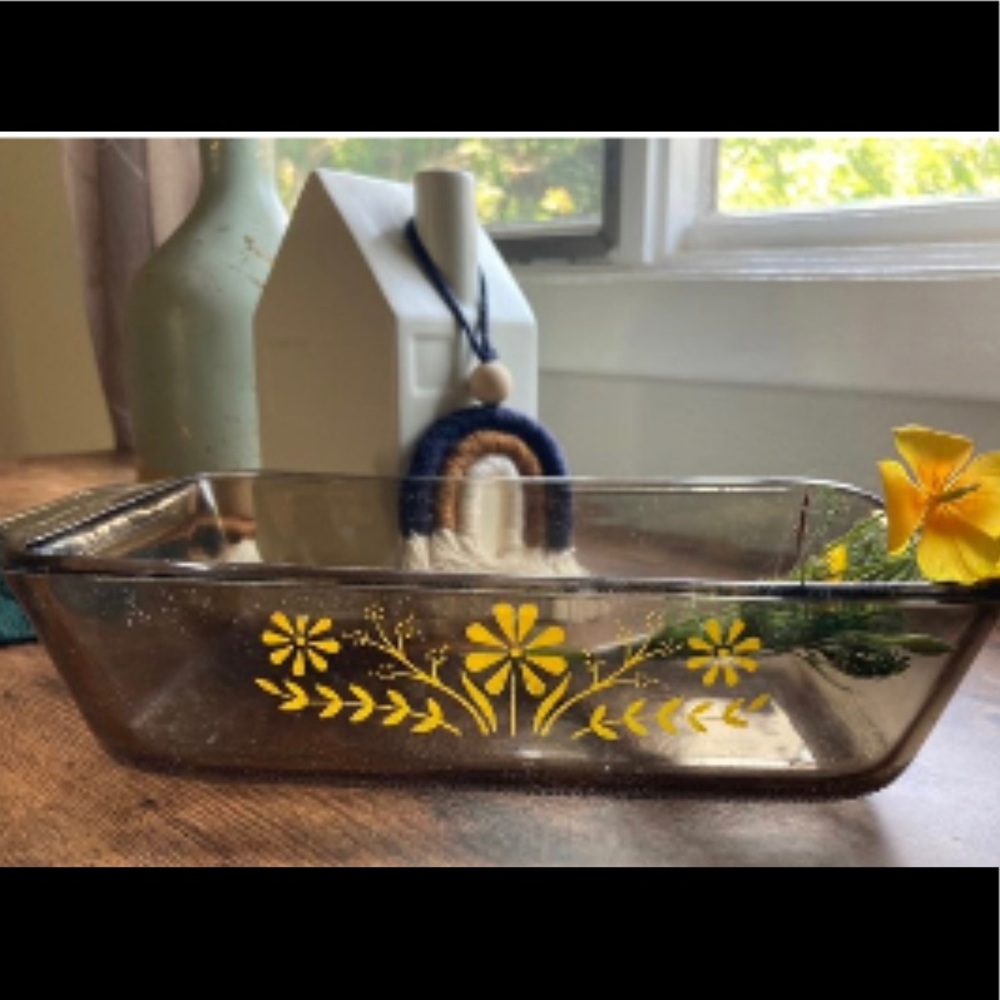 Vintage Amber Glasbake Loaf Pan